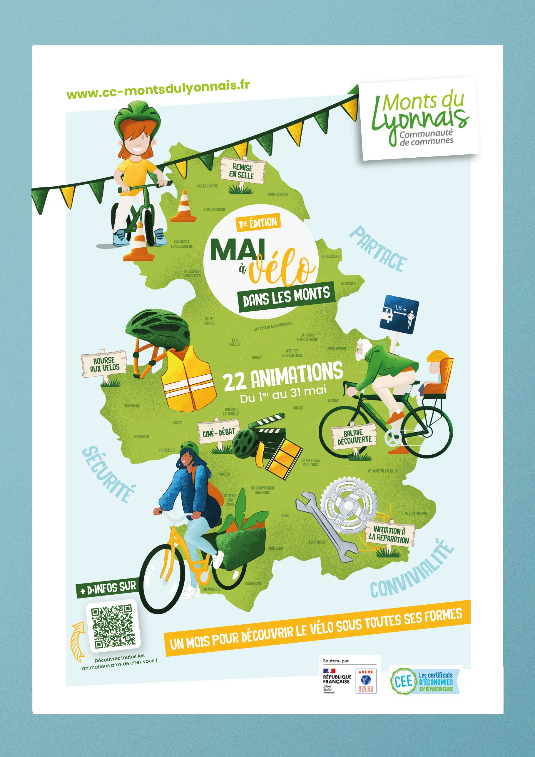 Affiche illustration vélo pédagogie