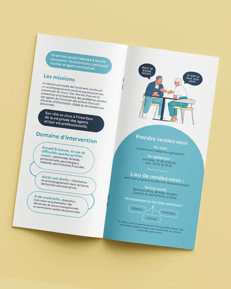 dépliant institutionnel – communication publique Crous