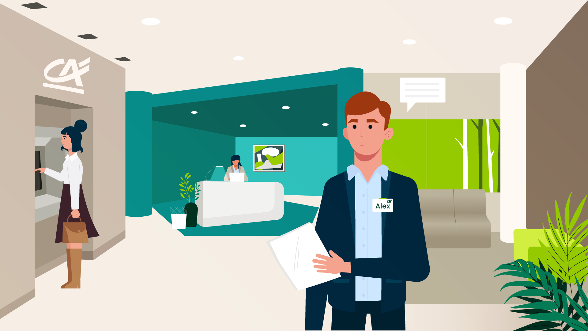 illustration des locaux de l'entreprise motion design pédagogique